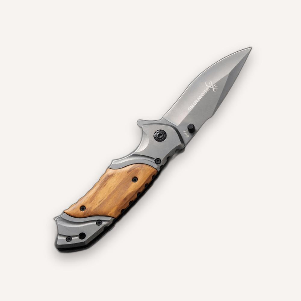 Folding Pocket Knife — 20cm, Orange Wood Handle