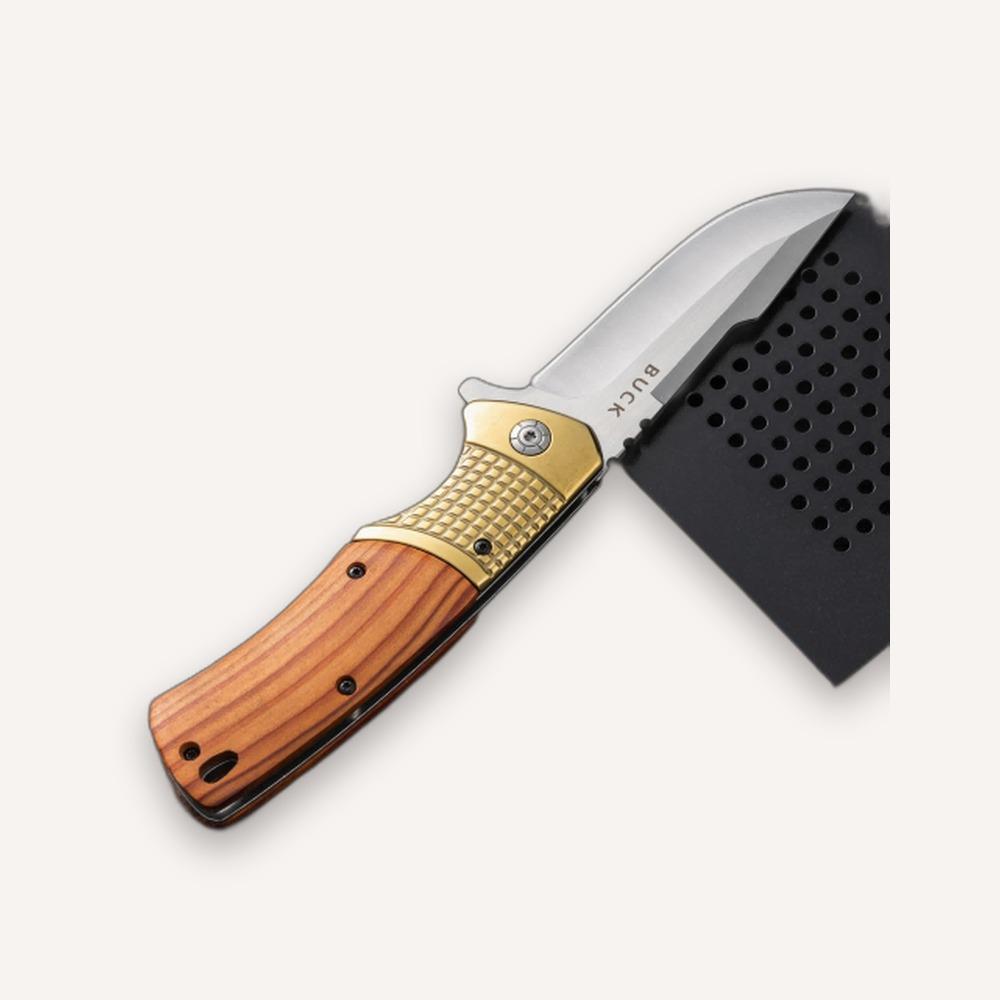 Folding Pocket Knife — 21.5cm, Gold Accent